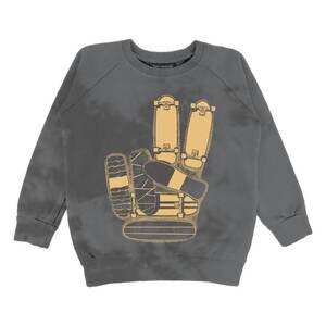 NEW TINY WHALES kids' skate more sweatshirt in black tie dye